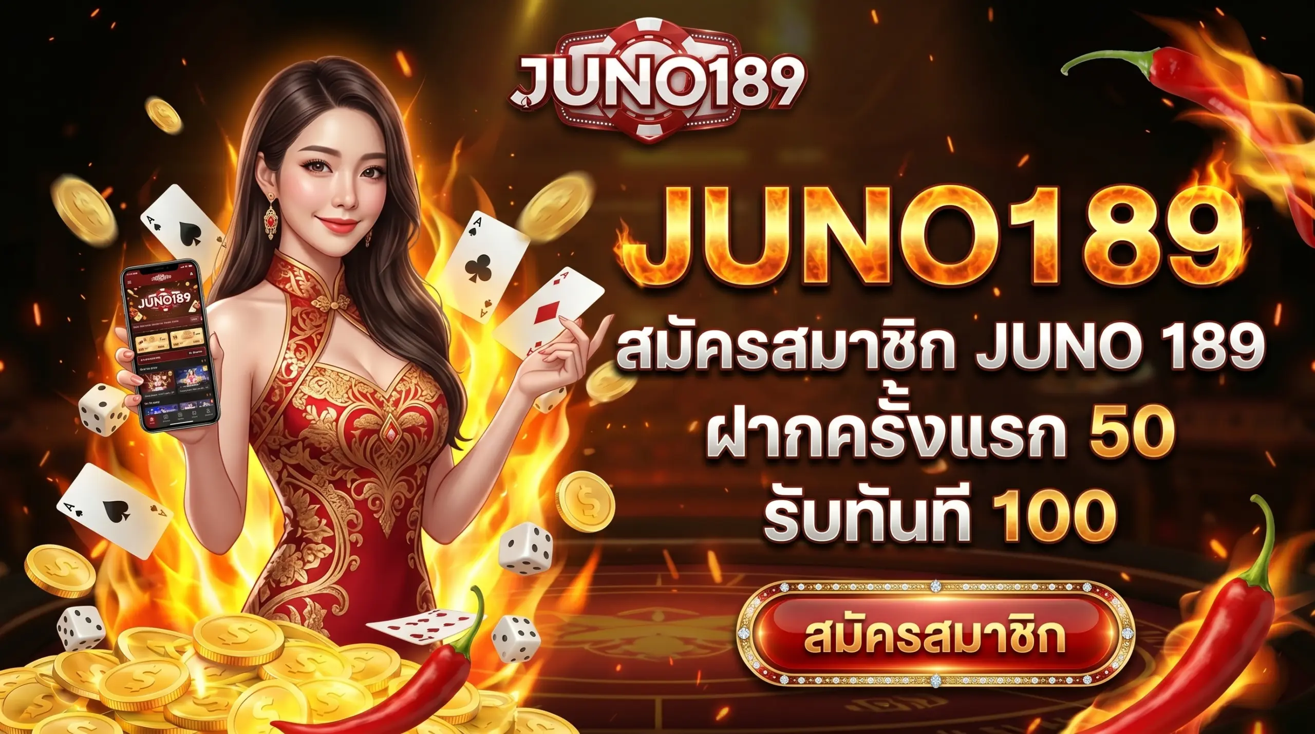 JUNO189 สมาชิกใหม่ ฝาก 50 รับ 100